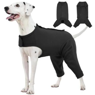 Imagem de Kuoser Traje de cirurgia para cães para pernas traseiras, manga traseira de cachorro para parar de lamber, traje feminino de recuperação de esterilização para cães após a cirurgia, macacão cirúrgico