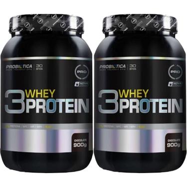 Imagem de Kit 2X 3 Whey Protein Nova formula - 900g Chocolate - Probiótica-Masculino