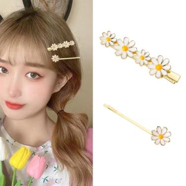Imagem de Grampos de cabelo de margarida para mulheres, grampos de cabelo para mulheres, acessórios de cabelo para mulheres, presilhas de cabelo para meninas, margarida, bico de pato para mulheres, grampos de