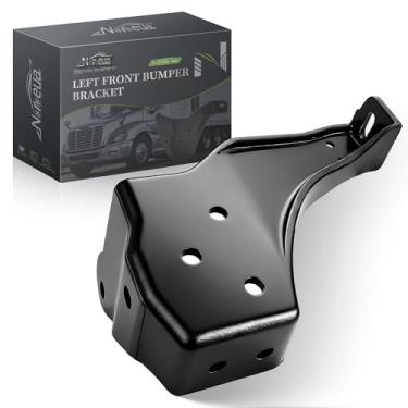 Imagem de Suporte de para-choque dianteiro do lado esquerdo do motorista para Freightliner Cascadia & M2 106-21-29688-000 substituição, extensão dianteira de 7,6 cm, liga de alumínio, acabamento preto