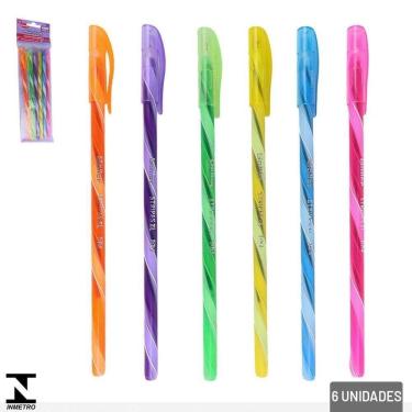 Imagem de Caneta Esferográfica 6 Pçs 0.7mm Stripes Bright - Tudo em Caixa