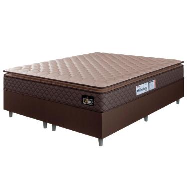 Imagem de Cama Box Casal Queen Colchão Espuma D33 Pillow Top Millenium 158x198x57cm Suede Marrom Hellen