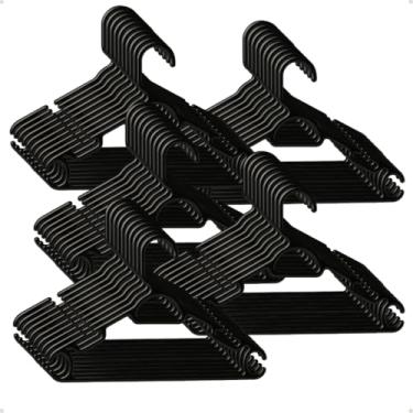 Imagem de Kit Cabide Preto Adulto Reforçado 5 em 1 - Cabide Multifuncional para Calças, Sutiãs e Gravatas, 5mm de Espessura(KIT 50 CABIDES)