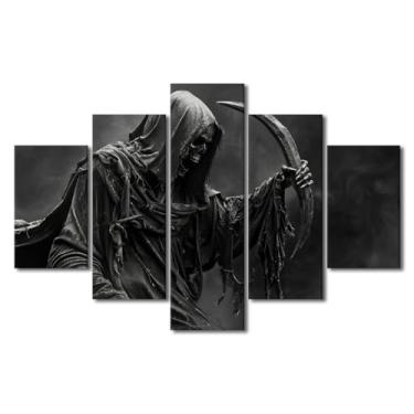 Imagem de Decoração de parede Grim Reaper Holding a Scythe Amidst Mist Painting Pictures Print on Canvas Framed Wall Art Family Wall Decor Canvas Prints Wall Art Posters and Prints Artwork Wall Hanging Wall