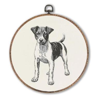 Imagem de Hxlac Arte de parede redonda vintage de cão de fazenda sueco, decoração de parede redonda de cachorro Weiner retrô, presente de cachorro Weiner sueco para pendurar em tela para decoração de quarto