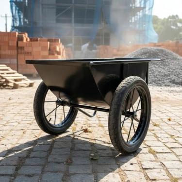 Imagem de Carrinho Girica Para Construção Rodas Rolamentada 180 Litros Preto