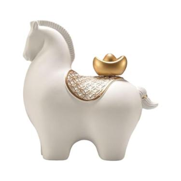 Imagem de Kuntesetty Estátua de Cavalo, Estátuas Modernas, Colecionável, Ornamento de Mesa, Decorativo, Ideal para Presente Empresarial, Inauguração de Casa, Estante, Mesa, Cabeça inferior branca
