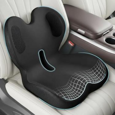 Imagem de Almofadas de assento de carro com suporte lombar – enchimento de espuma viscoelástica em forma de L para longa condução, alívio ciático, suporte ergonômico para as costas, caminhão, escritório