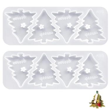 Imagem de Moldes de silicone, 2 peças de moldes de árvore de Natal com estrela para chocolate, bolo, cera, sabonete, artesanato DIY
