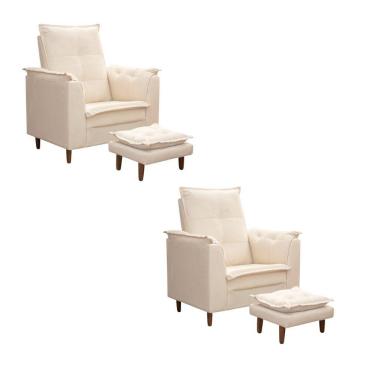 Imagem de Kit 02 Poltronas Maria Para Amamentação E Descanso Com Puff Confortável Suede Bege Mabe Magazine