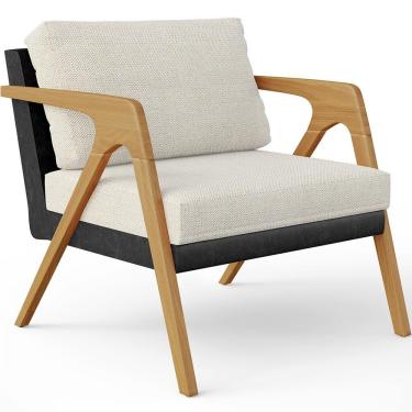 Imagem de Poltrona Para Sala De Estar Pietra Preto Linho Champagne