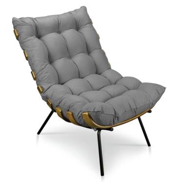 Imagem de Poltrona Costela Suede Base Metálica Pallazio Grafite