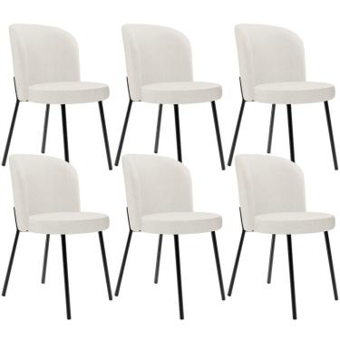 Imagem de Kit 6 Cadeiras Sala De Jantar Estofada Gavi L02 Linho Bege - Lyam Decor