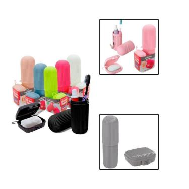 Imagem de Kit Viagem Porta Escova De Dente E Saboneteira Com Tampa