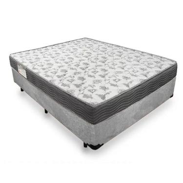 Imagem de Cama Box Casal Suede + Colchão De Espuma D33 - Sereneprime - 138cm Cinza