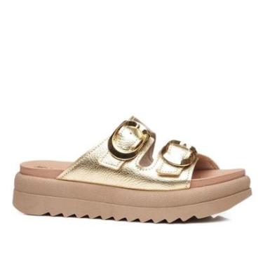 Imagem de Chinelo Pegada Feminino em Couro Ouro 234405-07-Feminino