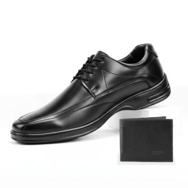Imagem de Sapato Derby Masculino Kit Social Preto Couro Cadarço Conforto Com Car