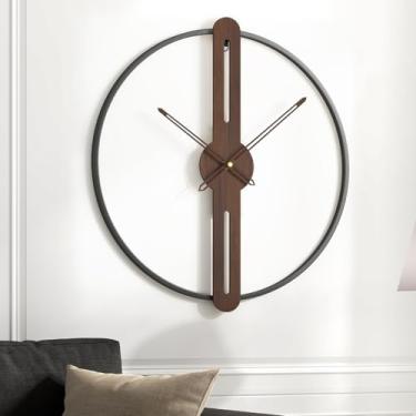 Imagem de Relógio de parede grande de 61 cm para sala de estar, relógio grande silencioso moderno sem tique-taque, operado por bateria, rústico minimalista, moldura de metal, decorativo, para escritório, quarto