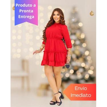 Imagem de Vestido Curto Soltinho Bainha Com Babado Manga Luxo Duna - New Dream O