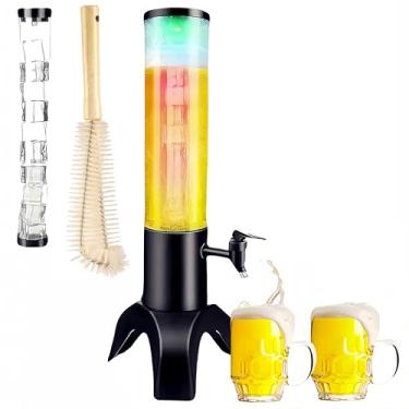 Imagem de Ediactcyl Torre De Bebidas: Dispensador Mimosa 1,5 L Com Tubo Gelo E Luz Led, Cerveja Mesa 50 Oz/1,58 Qt Para Festas, Bares, Pubs Restaurantes