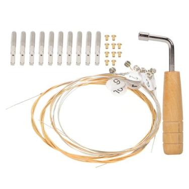 Imagem de FAVOMOTO 10 cordas de harpa de 10 liras pregos de pino de 10 cordas com chave de afinação, kit de substituição de instrumento musical de harpa de lira para reparo musical