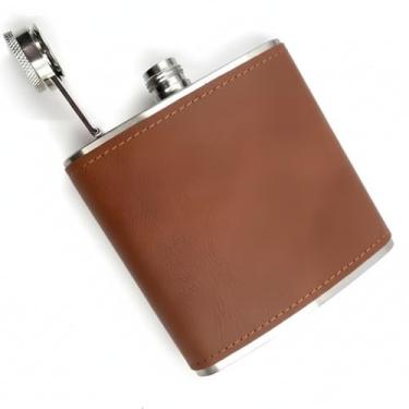 Imagem de Cantil Portátil Classic 175ml Inox & Couro