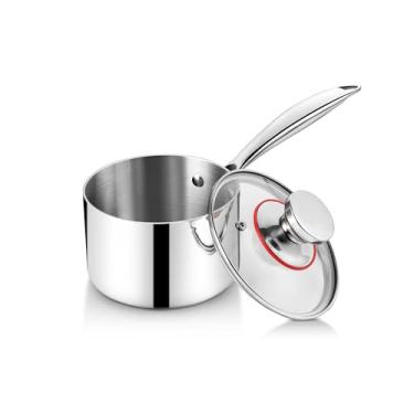 Imagem de Homikit Panela de 1 litro, panela de aço inoxidável de três camadas com tampa, panela de indução pequena de 1 litro com alça ergonômica, panela pequena para fazer molho, aquecer leite, ferver ovos