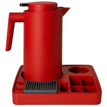 Imagem de Kit Garrafa Térmica 1L VerCelli com Bandeja Cantinho Café Organizadora Porta Copo Sachê Servire 1 (VERMELHA)