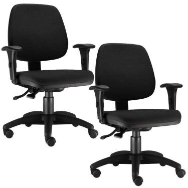 Imagem de Kit 02 Cadeiras Job L02 Executiva Ergonomica Crepe Preto