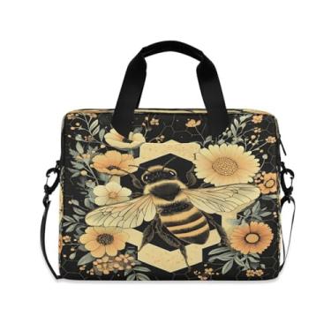 Imagem de Quteprint Bolsa para laptop Honey Bee Flowers Hexagons de 15,6 polegadas para negócios, bolsa de computador resistente à água para notebook de 14 a 16 polegadas para homens e mulheres, mochila de