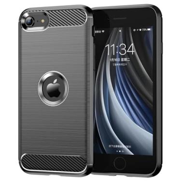 Imagem de Capa Para Applè iPhone SE 2 (2020) e SE 3 (2022) (Tela 4.7) Carbon Fiber Leve Fina Maleável (Preto)