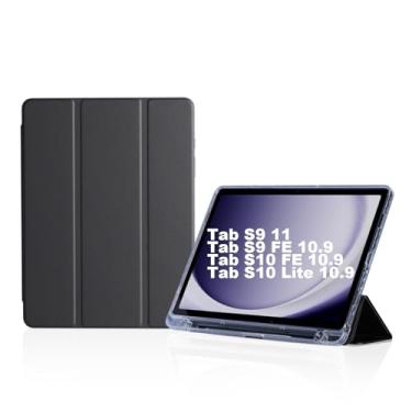 Imagem de Capa tablet Para Samsung Galaxy Tab S10 Lite/ S10 FE 10.9"/S9 FE 10.9"/S9 11", Case Anti Impacto, com suporte para caneta S, Premium Slim,Transparente e portátil (Preto)