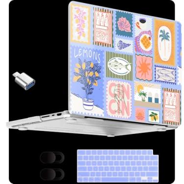 Imagem de MEEgoodo Capa para MacBook Pro de 14 polegadas (M5/M4/M3/M2/M1) 2025 2024 2023 2021, capa rígida para laptop compatível com o modelo A3434/A3112/A3401/A3185/A2918/A2992/A2779/A2442 Pro/Max, Selos de