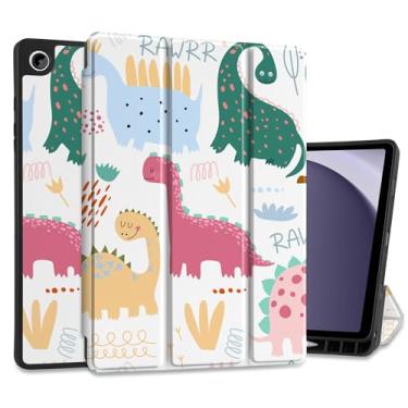 Imagem de MEEgoodo Capa para Samsung Galaxy Tab A9 Plus de 11 polegadas 2024 2023 com suporte para caneta S, capas para tablet inteligente A9+ com suporte de três dobras de couro + capa traseira de TPU macio +