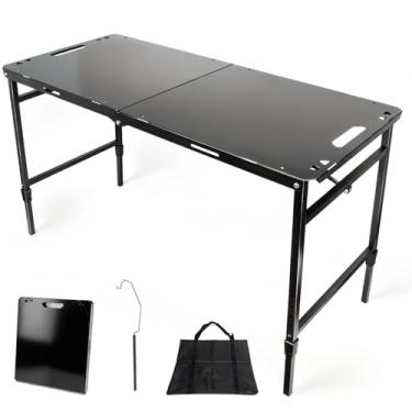 Imagem de Fooletu Mesa de acampamento tática com altura ajustável, mesa dobrável leve com bolsa de transporte para acampamento, expedições de viagem, caminhadas, piqueniques, churrascos e viagens à praia