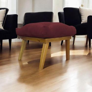 Imagem de Puff Marty Decorativo Retangular Linho - Bordô Linho