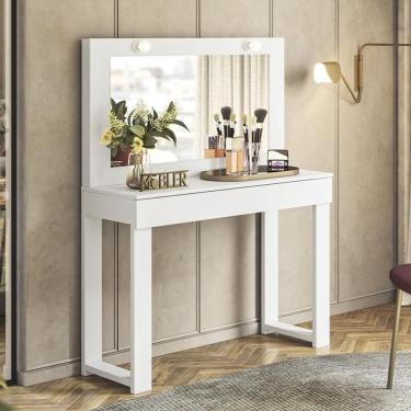 Imagem de Penteadeira Camarim Gala 1 Gaveta E Soquetes Para Lâmpadas Branco Fosco