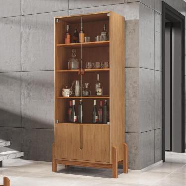 Imagem de Aparador Buffet 190 Com Cristaleira Lizz Pés Madeira Maciça Cedro