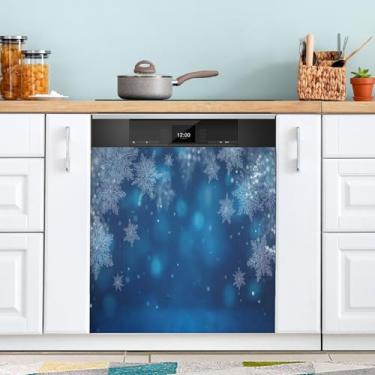 Imagem de ATTX Capa magnética de flocos de neve de Natal, 58,4 cm C x 66 cm A decoração da capa da máquina de lavar louça, decalques de armário doméstico eletrodomésticos adesivos #134