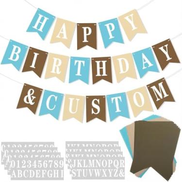 Imagem de Mooliwe Kit de banner personalizado faça você mesmo, 171 peças, faça sua própria placa personalizável para decoração de festa de casamento de aniversário, inclui 20 flâmulas de papel, 148 letras e