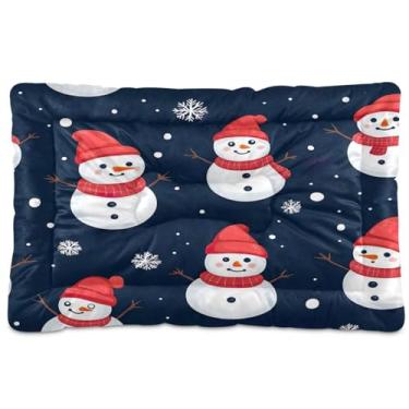 Imagem de Blueangle Lindo boneco de neve ultra macio calmante cama para cães médios, cama retangular confortável para animais de estimação, 91 x 61 cm (36 x 24 polegadas) (591)