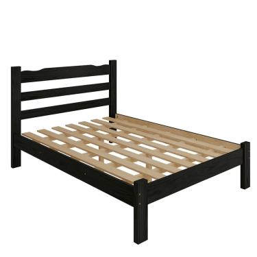 Imagem de Cama Reforçada Casal Nemargi em Madeira Macia Cor Preto