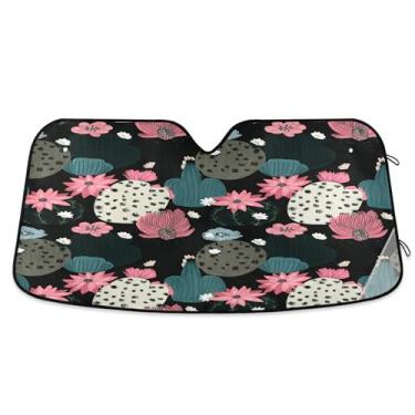 Imagem de SEHANY Pára-brisa de carro cacto planta verde para-sol dobrável janela frontal protetor de viseira solar para carro, SUV, caminhão - Mantenha o veículo fresco, 133 x 23,5 polegadas