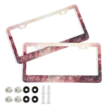 Imagem de SEHANY Molduras de placa de carro rosa dos namorados, capas de moldura de placa de carro de alumínio à prova de ferrugem com orifícios elípticos e parafusos serve para veículos padrão dos EUA tamanho