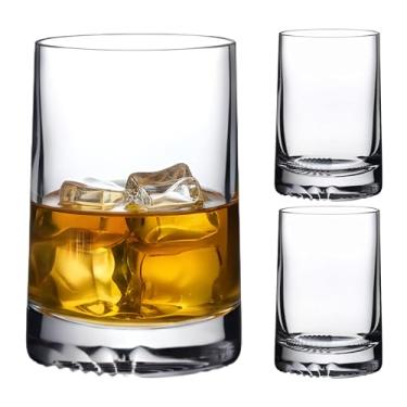 Imagem de NUDE Conjunto de 2 copos de uísque DOF – 375.6 g cristal sem chumbo pedras antiquadas copos para Whisky, Scotch & Bourbon – Alba por Joe Doucet, Tartan gravado à mão, base pesada