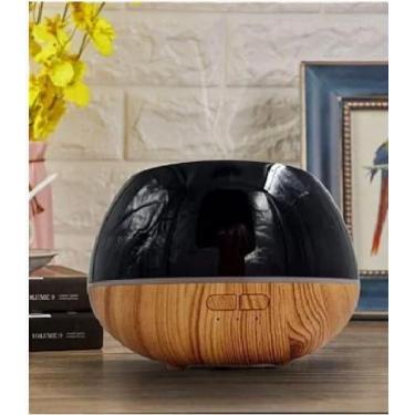 Imagem de Difusor de Aromas LED com Base de Madeira – Umidificador e Aromatizador Bivolt 180ml, Aromaterapia e Cromoterapia, Design Moderno (Marfim)