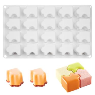 Imagem de Moldes de silicone quebra-cabeça 3D, bandeja de cozimento de 20 cavidades para mousse de pudim de chocolate, bolo DIY, 29,7 x 18,3 x 3,3 cm