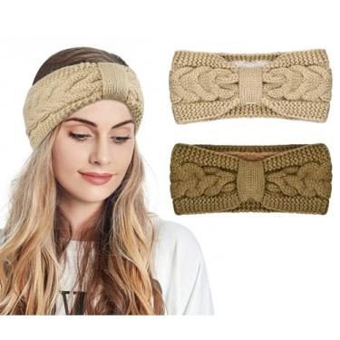 Imagem de 2 faixas de cabelo quentes para outono e inverno, aquecedores de orelha para mulheres, turbante feminino, acessórios de inverno
