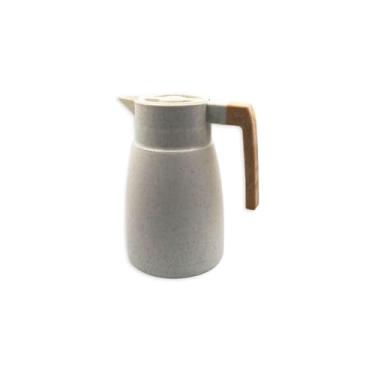 Imagem de Garrafa Térmica Cora, 1 Litro, Baunilha, PP/TPE/Ampola de Vidro, Com Tampa de Fácil Abertura, Cabo de Madeira, 24cm x 23cm