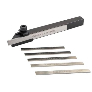 Imagem de AnNafi® Mini suporte de ferramenta de corte de fábrica com 6 peças | Lâminas HSS para minitornos máquinas-ferramentas | Ferramenta de torneamento de torno de fábrica para uso industrial e mecânico |